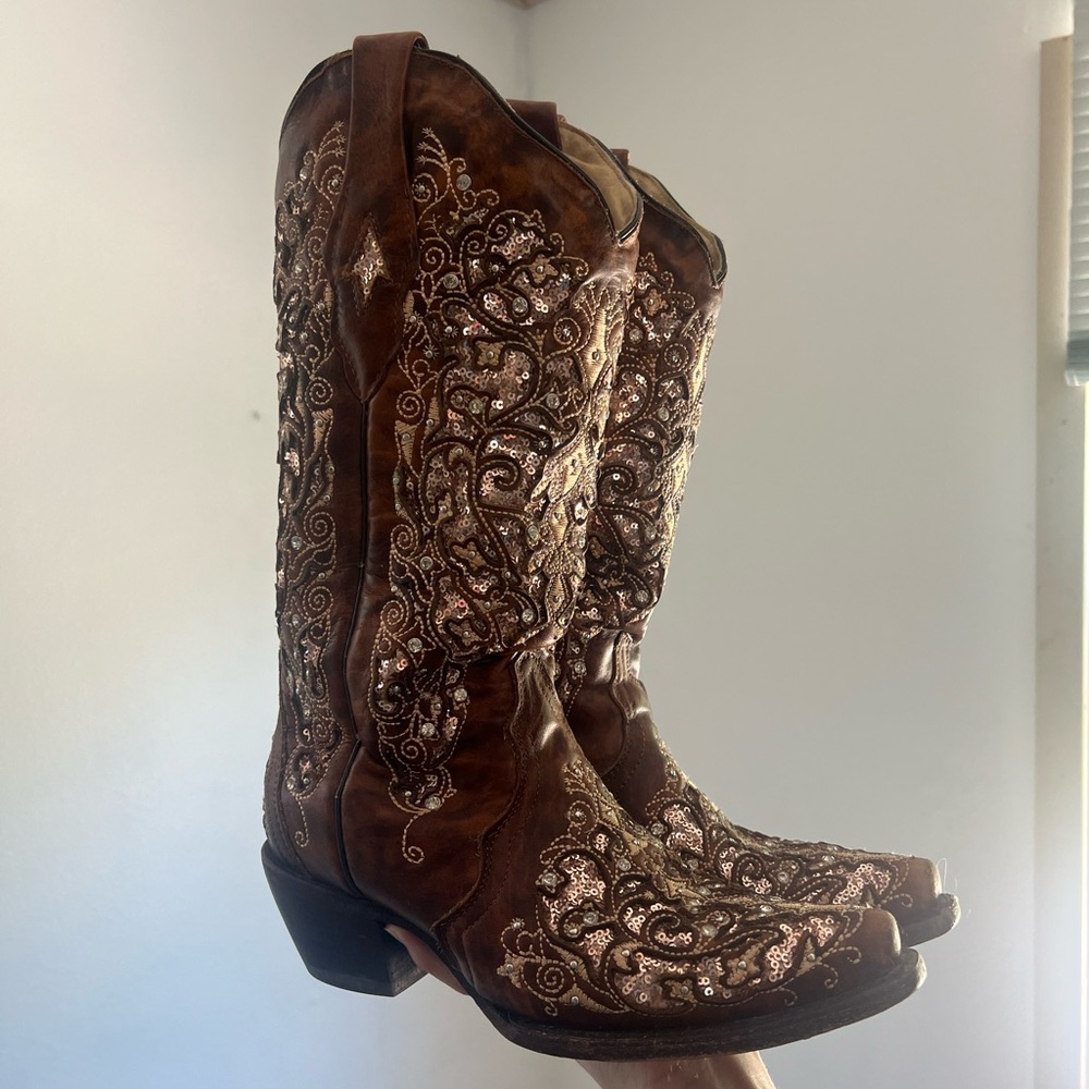 Embroidered Brown Western Boots